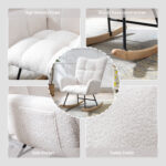 Teddy Fabric Rocking Chair with Pocket, Soft Rocking Chair for Nursery, Comfy Wingback Golider Rocki - Image 6