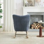 Teddy Fabric Rocking Chair with Pocket, Soft Rocking Chair for Nursery, Comfy Wingback Golider Rocki - Image 16