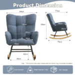Teddy Fabric Rocking Chair with Pocket, Soft Rocking Chair for Nursery, Comfy Wingback Golider Rocki - Image 2