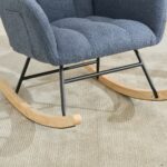 Teddy Fabric Rocking Chair with Pocket, Soft Rocking Chair for Nursery, Comfy Wingback Golider Rocki - Image 20