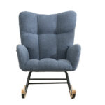 Teddy Fabric Rocking Chair with Pocket, Soft Rocking Chair for Nursery, Comfy Wingback Golider Rocki - Image 22