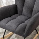 Teddy Fabric Rocking Chair with Pocket, Soft Rocking Chair for Nursery, Comfy Wingback Golider Rocki - Image 10