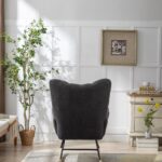 Teddy Fabric Rocking Chair with Pocket, Soft Rocking Chair for Nursery, Comfy Wingback Golider Rocki - Image 13
