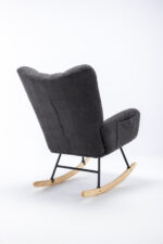 Teddy Fabric Rocking Chair with Pocket, Soft Rocking Chair for Nursery, Comfy Wingback Golider Rocki - Image 22