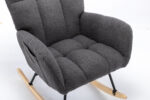 Teddy Fabric Rocking Chair with Pocket, Soft Rocking Chair for Nursery, Comfy Wingback Golider Rocki - Image 23