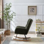 Teddy Fabric Rocking Chair with Pocket, Soft Rocking Chair for Nursery, Comfy Wingback Golider Rocki - Image 10