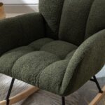 Teddy Fabric Rocking Chair with Pocket, Soft Rocking Chair for Nursery, Comfy Wingback Golider Rocki - Image 16