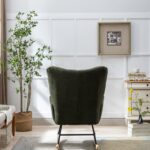 Teddy Fabric Rocking Chair with Pocket, Soft Rocking Chair for Nursery, Comfy Wingback Golider Rocki - Image 18