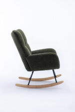Teddy Fabric Rocking Chair with Pocket, Soft Rocking Chair for Nursery, Comfy Wingback Golider Rocki - Image 19