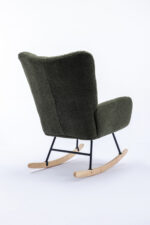 Teddy Fabric Rocking Chair with Pocket, Soft Rocking Chair for Nursery, Comfy Wingback Golider Rocki - Image 20