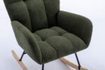 Teddy Fabric Rocking Chair with Pocket, Soft Rocking Chair for Nursery, Comfy Wingback Golider Rocki - Image 21