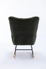 Teddy Fabric Rocking Chair with Pocket, Soft Rocking Chair for Nursery, Comfy Wingback Golider Rocki - Image 24