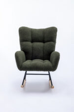 Teddy Fabric Rocking Chair with Pocket, Soft Rocking Chair for Nursery, Comfy Wingback Golider Rocki - Image 26