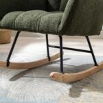 Teddy Fabric Rocking Chair with Pocket, Soft Rocking Chair for Nursery, Comfy Wingback Golider Rocki - Image 9