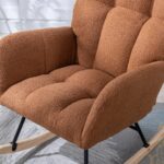 Teddy Fabric Rocking Chair with Pocket, Soft Rocking Chair for Nursery, Comfy Wingback Golider Rocki - Image 10