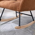 Teddy Fabric Rocking Chair with Pocket, Soft Rocking Chair for Nursery, Comfy Wingback Golider Rocki - Image 11