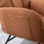 Teddy Fabric Rocking Chair with Pocket, Soft Rocking Chair for Nursery, Comfy Wingback Golider Rocki - Image 17