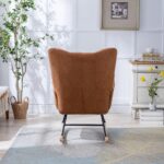 Teddy Fabric Rocking Chair with Pocket, Soft Rocking Chair for Nursery, Comfy Wingback Golider Rocki - Image 19