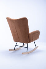 Teddy Fabric Rocking Chair with Pocket, Soft Rocking Chair for Nursery, Comfy Wingback Golider Rocki - Image 20