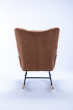 Teddy Fabric Rocking Chair with Pocket, Soft Rocking Chair for Nursery, Comfy Wingback Golider Rocki - Image 21