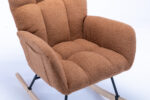Teddy Fabric Rocking Chair with Pocket, Soft Rocking Chair for Nursery, Comfy Wingback Golider Rocki - Image 24