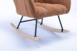 Teddy Fabric Rocking Chair with Pocket, Soft Rocking Chair for Nursery, Comfy Wingback Golider Rocki - Image 25