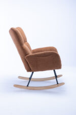 Teddy Fabric Rocking Chair with Pocket, Soft Rocking Chair for Nursery, Comfy Wingback Golider Rocki - Image 26