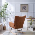 Teddy Fabric Rocking Chair with Pocket, Soft Rocking Chair for Nursery, Comfy Wingback Golider Rocki - Image 9