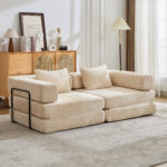 Compression Sofa,Convertible Floor Sofa Bed with Fixed-Shape Frame, Loveseats Boneless Modular Secti
