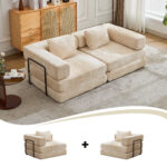 Compression Sofa,Convertible Floor Sofa Bed with Fixed-Shape Frame, Loveseats Boneless Modular Secti - Image 2