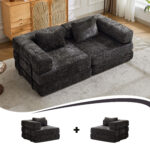 Compression Sofa,Convertible Floor Sofa Bed with Fixed-Shape Frame, Loveseats Boneless Modular Secti - Image 2