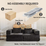 Compression Sofa,Convertible Floor Sofa Bed with Fixed-Shape Frame, Loveseats Boneless Modular Secti - Image 8