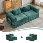 Compression Sofa,Convertible Floor Sofa Bed with Fixed-Shape Frame, Loveseats Boneless Modular Secti - Image 2
