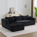 Compression Sectional Couch with Comfy Chaise, Boneless L Shape Sofa with Deep Seat, Minimalist Modu