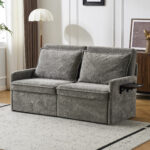 Sofa with Sleep Function Sleep Sofa with Cushions and USB, 3-in-1 Sofa&Couch with 5-Stage Adjustable