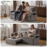 Sofa with Sleep Function Sleep Sofa with Cushions and USB, 3-in-1 Sofa&Couch with 5-Stage Adjustable - Image 9