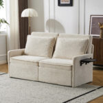 Sofa with Sleep Function Sleep Sofa with Cushions and USB, 3-in-1 Sofa&Couch with 5-Stage Adjustable