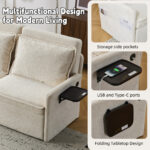 Sofa with Sleep Function Sleep Sofa with Cushions and USB, 3-in-1 Sofa&Couch with 5-Stage Adjustable - Image 5