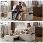 Sofa with Sleep Function Sleep Sofa with Cushions and USB, 3-in-1 Sofa&Couch with 5-Stage Adjustable - Image 9