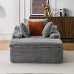 Sleeping sofa boneless floor sofa modern cloud sofa with chaise lounge, comfortable couch for living - Image 2