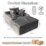 Sleeping sofa boneless floor sofa modern cloud sofa with chaise lounge, comfortable couch for living - Image 3