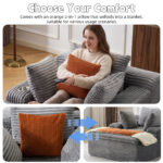 Sleeping sofa boneless floor sofa modern cloud sofa with chaise lounge, comfortable couch for living - Image 7