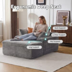 Sleeping sofa boneless floor sofa modern cloud sofa with chaise lounge, comfortable couch for living - Image 8
