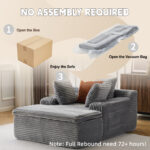 Sleeping sofa boneless floor sofa modern cloud sofa with chaise lounge, comfortable couch for living - Image 9