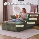 Sleeping sofa boneless floor sofa modern cloud sofa with chaise lounge, comfortable couch for living - Image 8