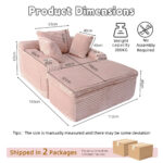 Sleeping sofa boneless floor sofa modern cloud sofa with chaise lounge, comfortable couch for living - Image 3