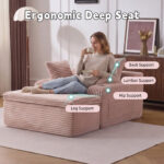 Sleeping sofa boneless floor sofa modern cloud sofa with chaise lounge, comfortable couch for living - Image 8