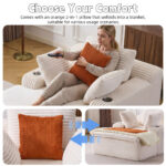 Sleeping sofa boneless floor sofa modern cloud sofa with chaise lounge, comfortable couch for living - Image 7
