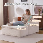 Sleeping sofa boneless floor sofa modern cloud sofa with chaise lounge, comfortable couch for living - Image 8