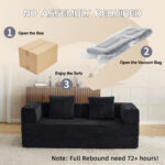 Floor Couch,Compression Sofa,Convertible Floor Sofa Bed-with Pillow Back Support Armrest,Comfy Sleep - Image 8